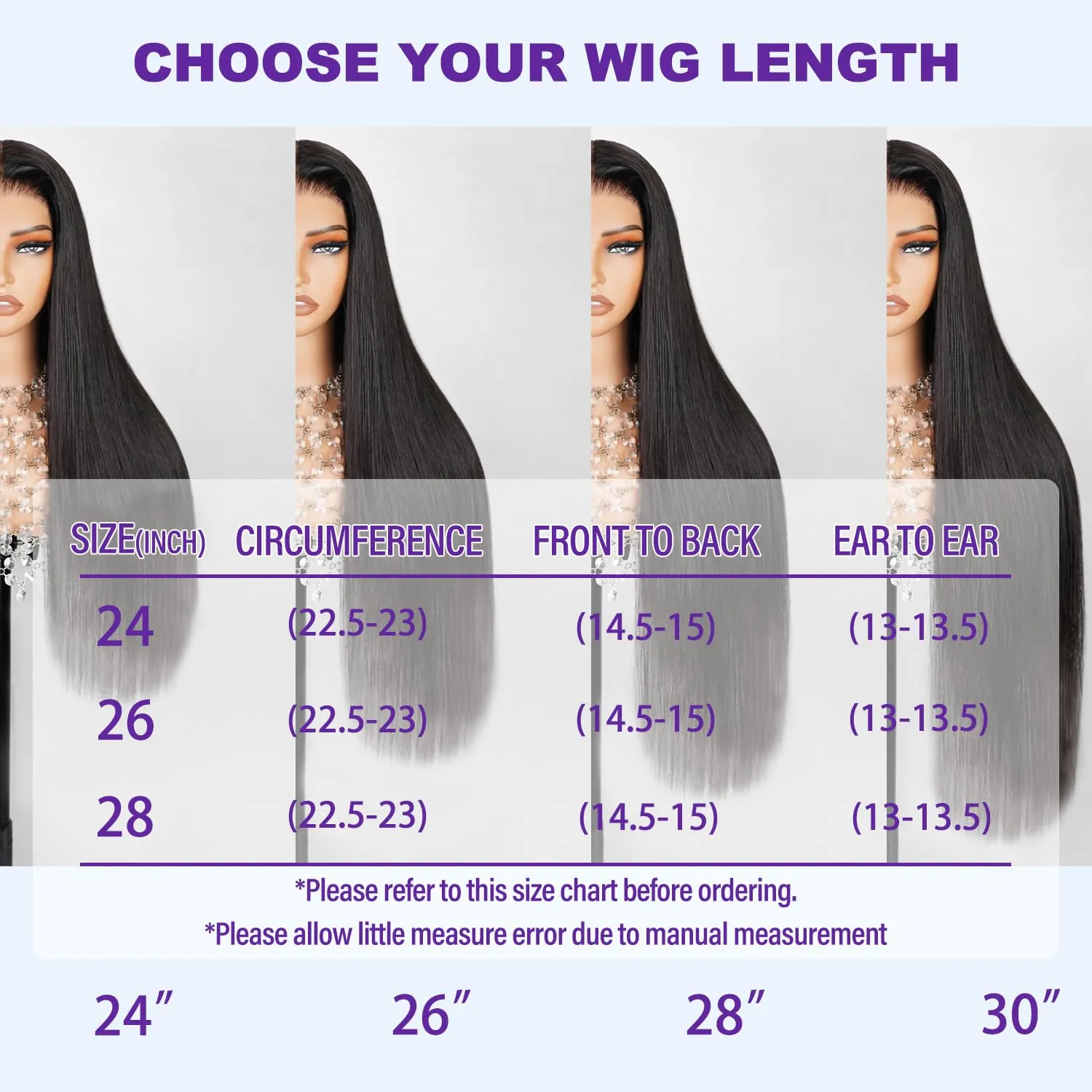 28 Inch 250% Density 6x4 Wear and Go Glueless Wigs Human Hair Pre Plucked Pre Cut 260g Skinlike HD Straight Glueless Lace Closure 100% Human Hair Wigs for Black Women Small Knots Middle Part