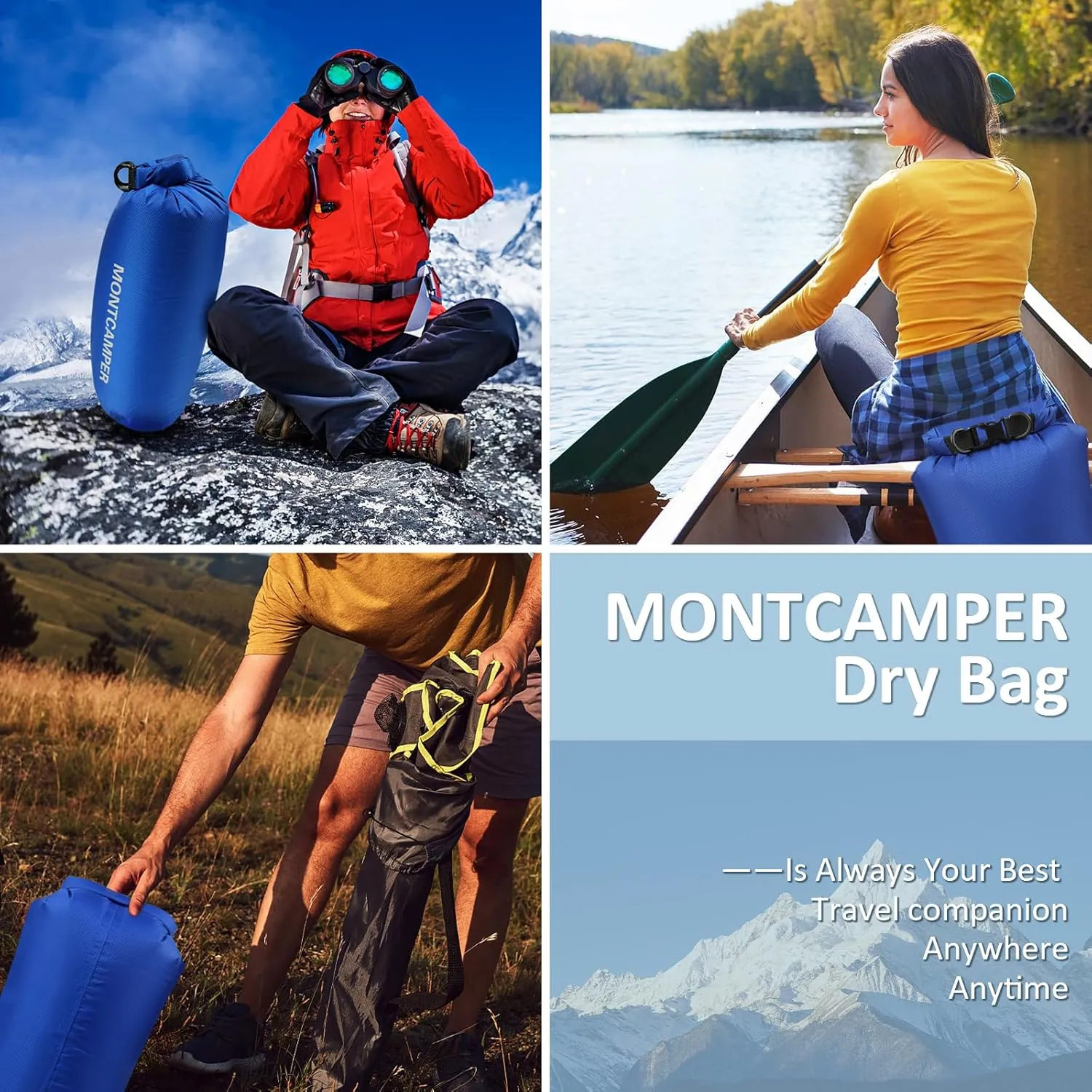 30D Nylon Waterproof Dry Bag-Extra Large Waterproof Storage Sack with Roll Top Closure-Suitable for Long Hiking, Camping, Kayaking and Beach-Float on Water(35L/Blue)