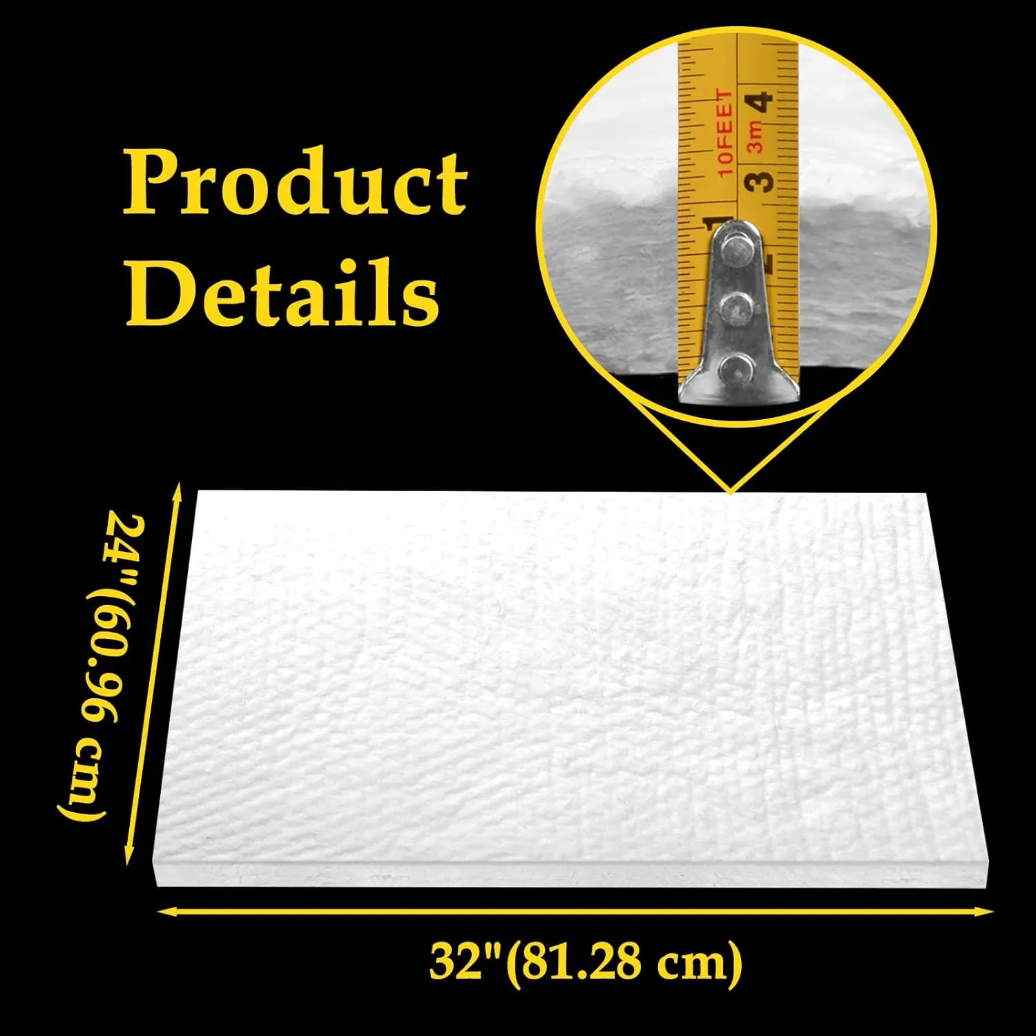 32" x24" x1" (Thick) Ceramic Fiber Blanket Fireproof Insulation Baffle Rated to 2400F, High-Temperature Resistance for Oven Stoves, Kilns, Forges