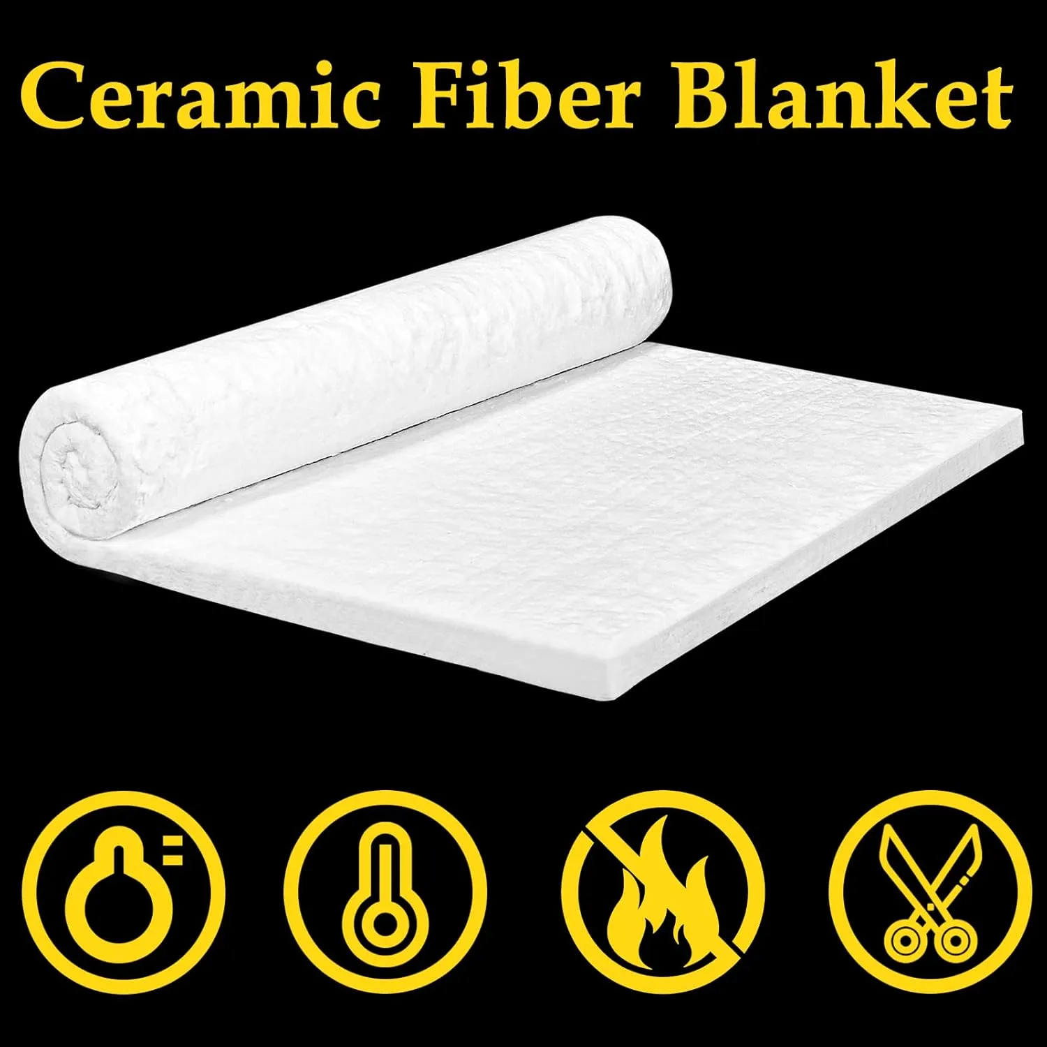 32" x24" x1" (Thick) Ceramic Fiber Blanket Fireproof Insulation Baffle Rated to 2400F, High-Temperature Resistance for Oven Stoves, Kilns, Forges
