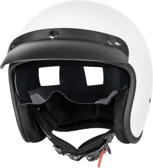 3/4 Open Face Retro Motorcycle Helmet Vespa Helmet Vintage Helmet for Vespa Motorbike Casco, Moped, Cruiser, Bobber, and Chopper - DOT Approved