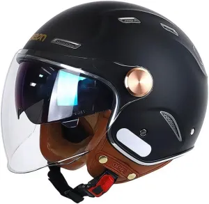 3/4 Vespa Open Face Men Women Helmets, Adult DOT Approved Half Face StreetBike Helmets, Moped Cruiser Scooter Motorcycle Helmets with Dual Visor, Lightweight Unisex Retro Vintage Half Face Helmet