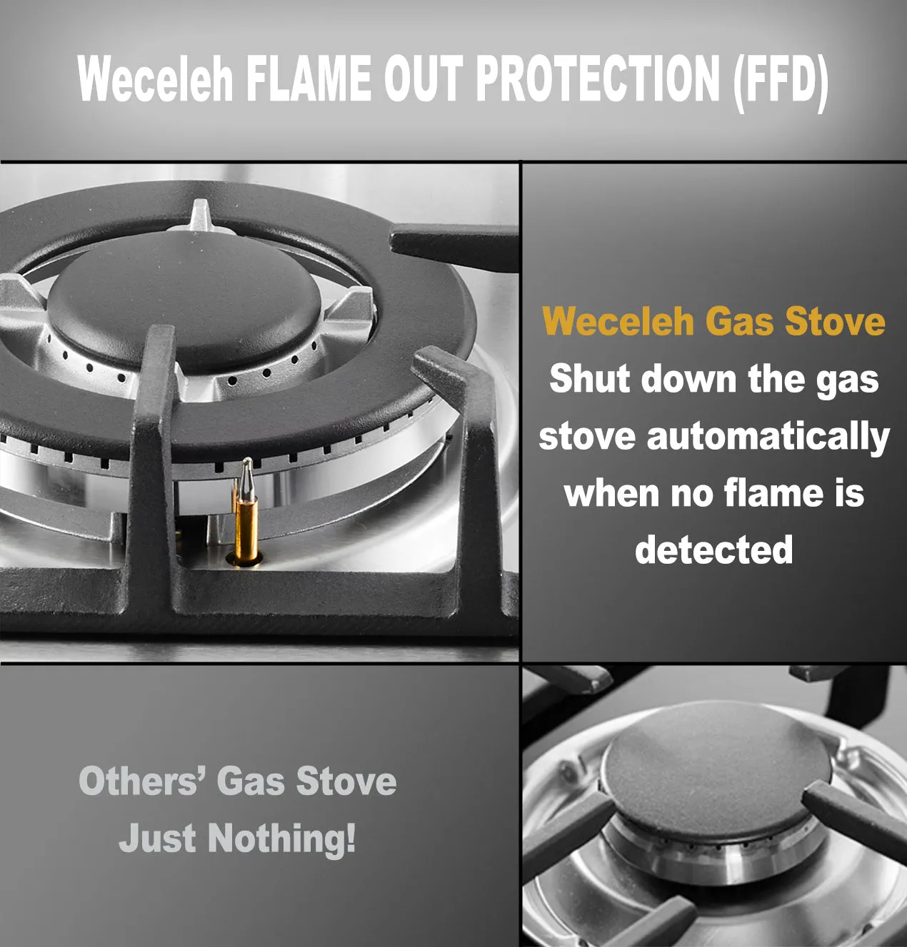 34" Gas Cooktop with Dual Size Power Burner Dual Fuel 5 Burner
