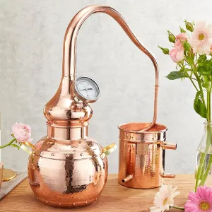 3L Pure Copper Alembic Still, Copper Moonshine Still with Thermometer, Home Brew Wine Making Kit for Whiskey, Essential Oils
