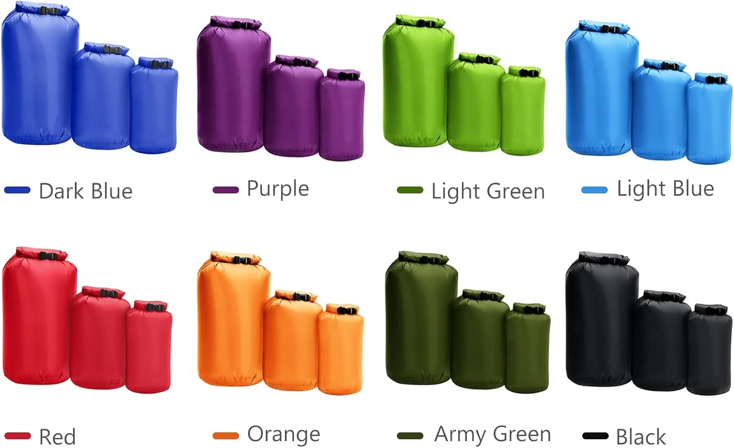 3pcs Waterproof Dry Bag Roll Top Dry Sack for Kayaking Boating Fishing Swimming