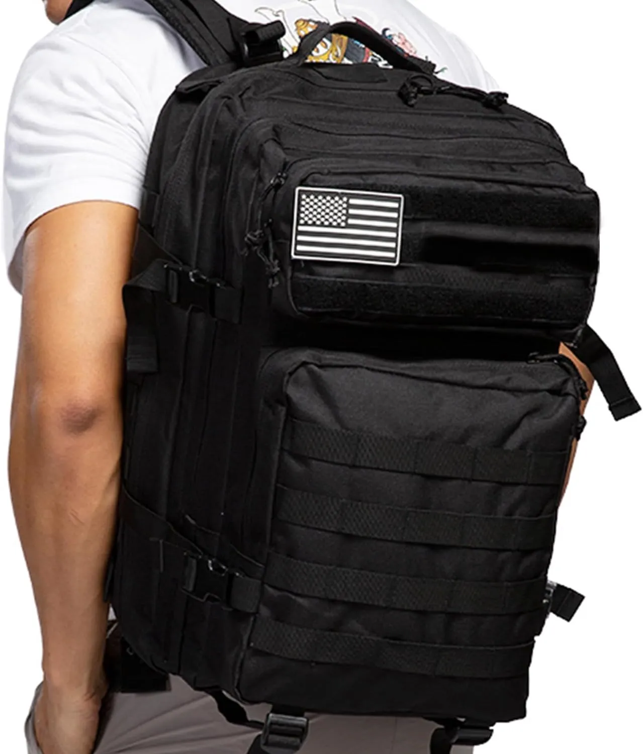 45L Military Tactical Backpack for Men & Women Bug Out Bag Assault pack Molle Daypack Hiking Trekking Rucksack(Black)