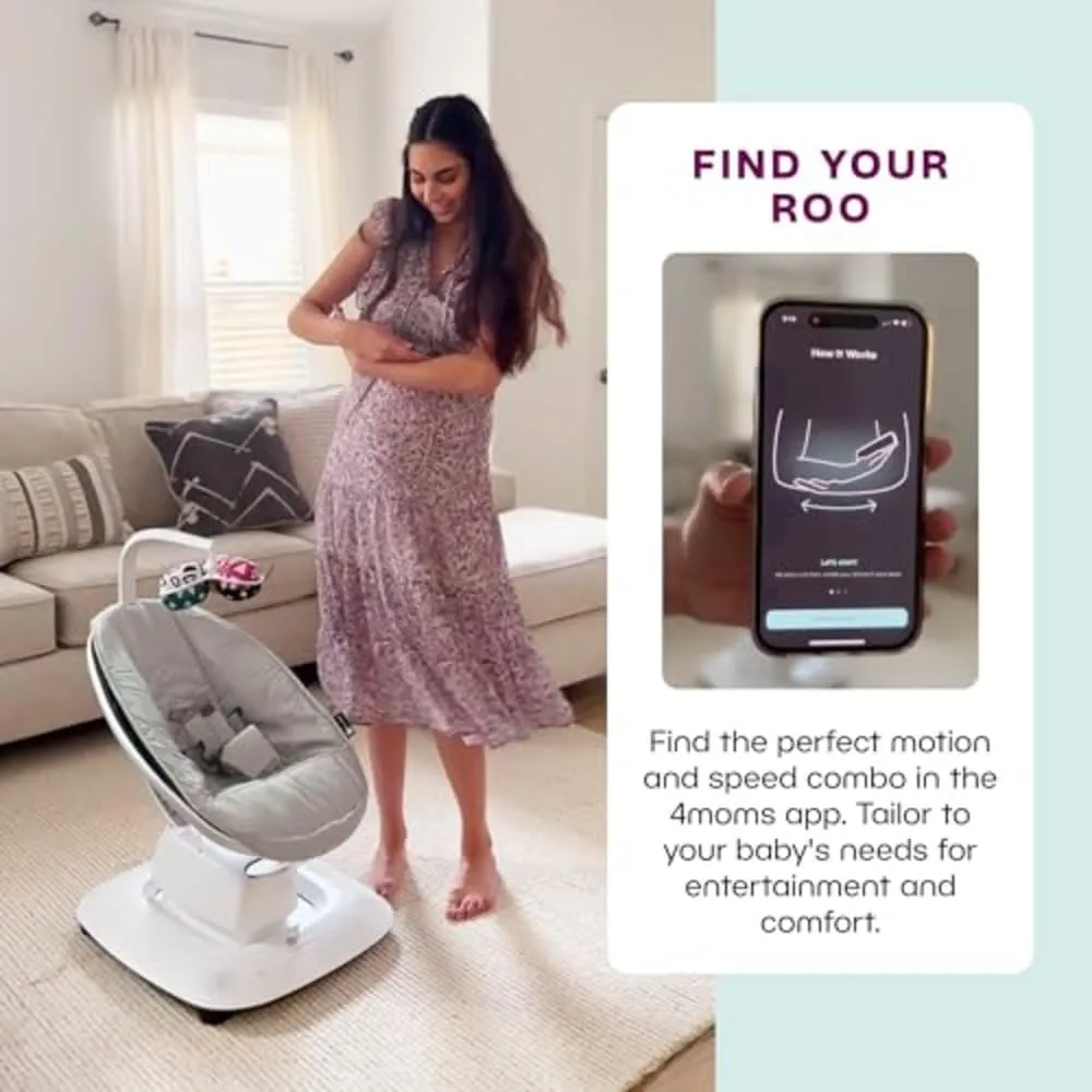 4moms MamaRoo Multi-Motion Baby Swing, Bluetooth Enabled with 5 Unique Motions, Grey