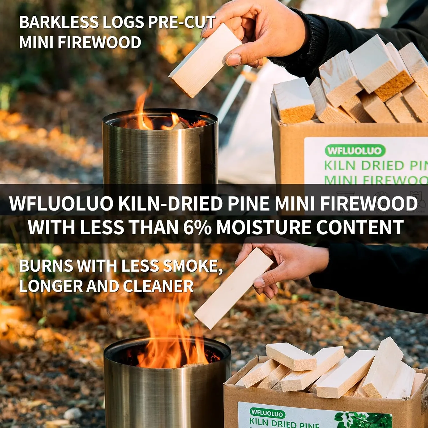 4" Lengths Mini Fire Sticks Wood,Pine Kiln Dried Firewood,Small Barkless Kilndling Logs,Solo Stove Accessories Prefect for Solo Stove Mesa,Tabletop Fire Pit,Pizza Oven,4 Lbs