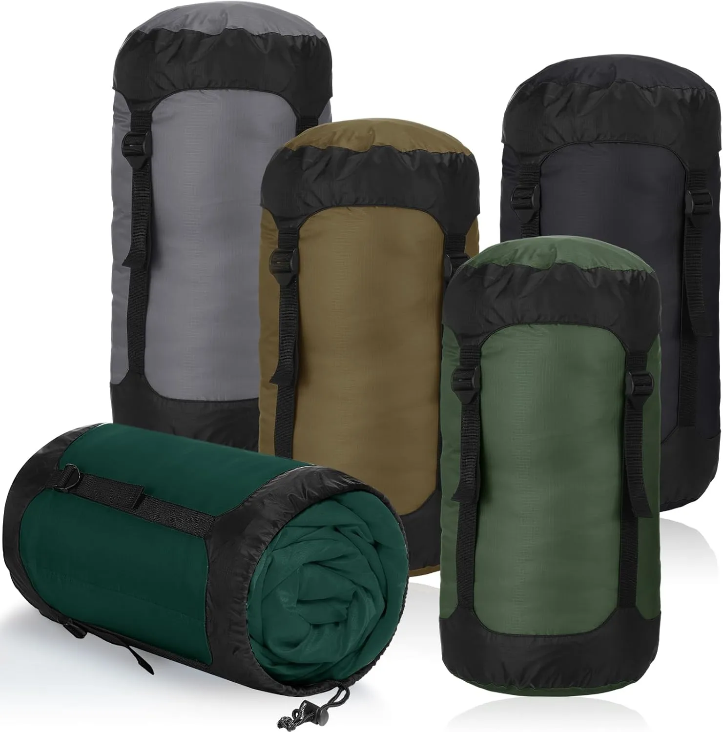 5 Pcs Compression Sacks for Backpacking 20L Camping Sleeping Bag Stuff Sacks for Backpacking Water Resistant Sleeping Bag Storage Sack for Space Saving Hiking Gear