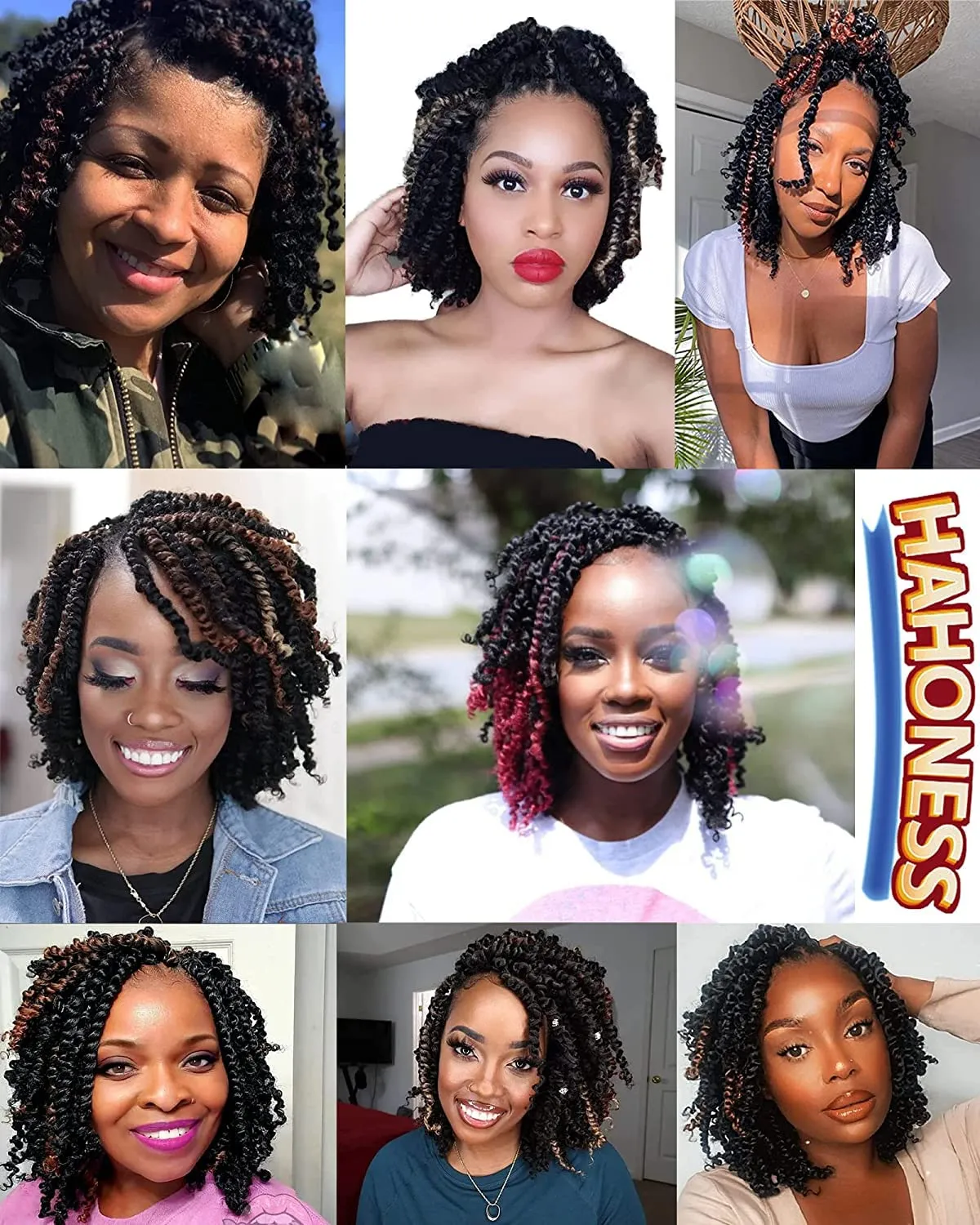 6 Inches 8 Packs Super Short Passion Twist Crochet Hair for Black Women and Kids-Brown Pre Looped Pretwisted Soft Lightweight Hair Extension Braided by Spring Kinky Bohemian Curls(6"-8 Packs,30#)
