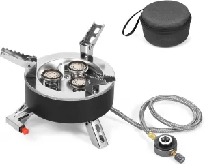 6800W Camping Gas Stove Folding 3 s Piezo Ignition Backpacking Stove Outdoor Cooking Stove Furnace for Camping Hiking Picnic Emergency