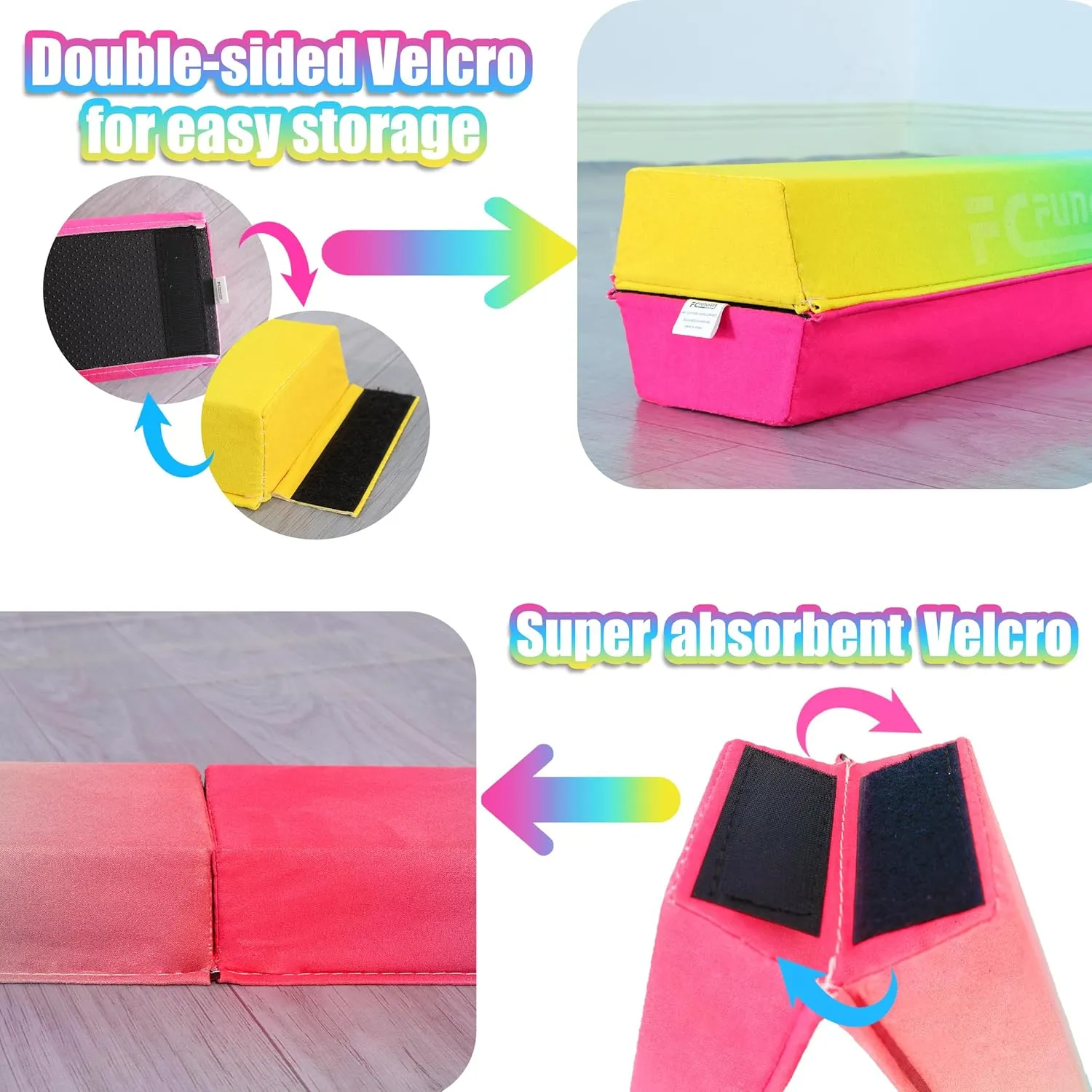 6FT/9FT Folding Balance Beam for Kids ages 3-15- Foldable Gymnastics Floor Beam,Anti-Slip ,Carrying Bag, Faux Suede Covered,EVA foam,Gymnastics Equipment for Kids Training At Home,School,Gym Center