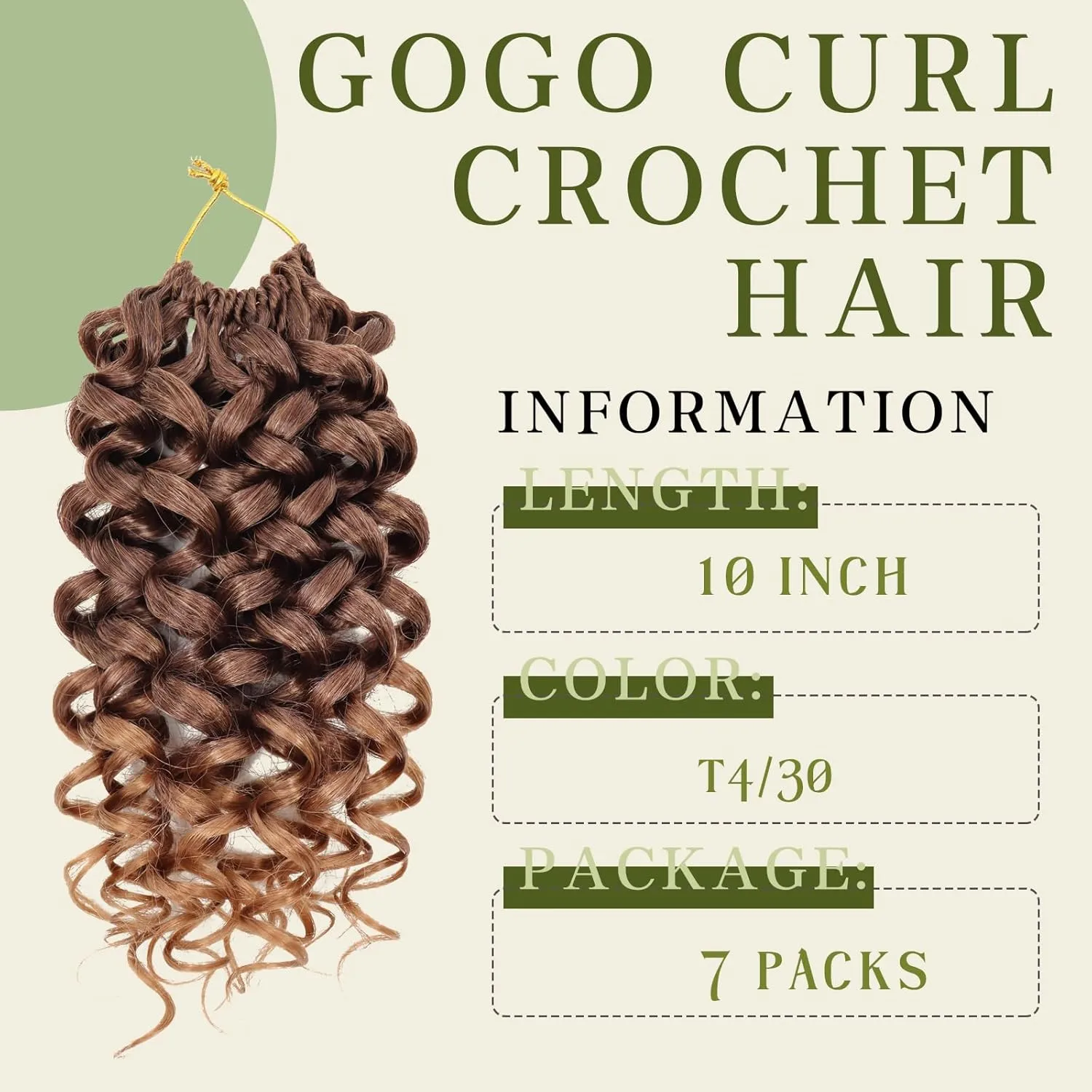 7 Packs Curly Crochet Hair for Black Women 10 Inch GOGO Curl Deep Ocean Water Wave Crochet Hair Synthetic Bohemian Beach Curl Crochet Braids Braiding Hair (10 inch, 4/30#)