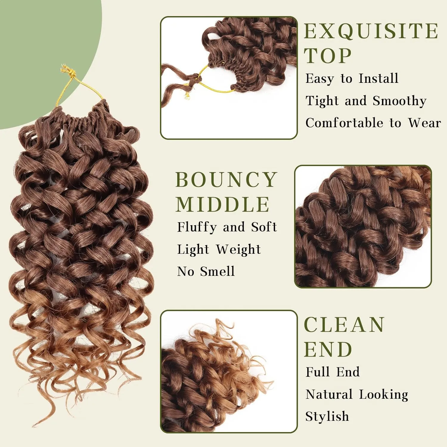 7 Packs Curly Crochet Hair for Black Women 10 Inch GOGO Curl Deep Ocean Water Wave Crochet Hair Synthetic Bohemian Beach Curl Crochet Braids Braiding Hair (10 inch, 4/30#)