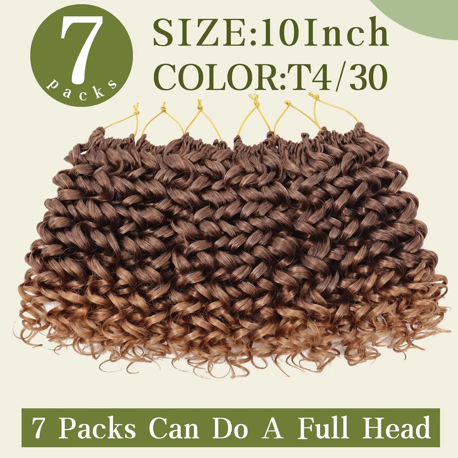 7 Packs Curly Crochet Hair for Black Women 10 Inch GOGO Curl Deep Ocean Water Wave Crochet Hair Synthetic Bohemian Beach Curl Crochet Braids Braiding Hair (10 inch, 4/30#)