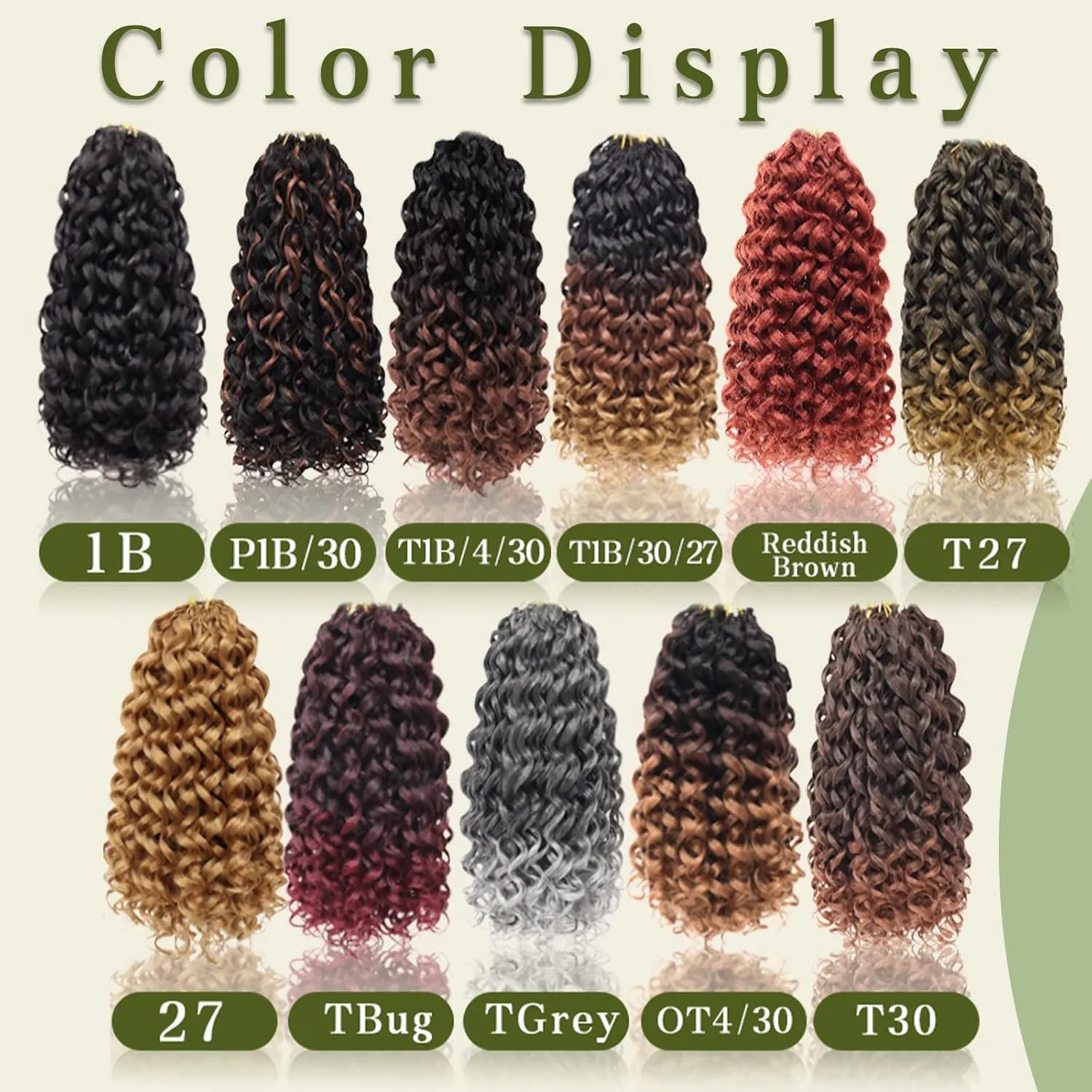 7 Packs Curly Crochet Hair for Black Women 10 Inch GOGO Curl Deep Ocean Water Wave Crochet Hair Synthetic Bohemian Beach Curl Crochet Braids Braiding Hair (10 inch, 4/30#)