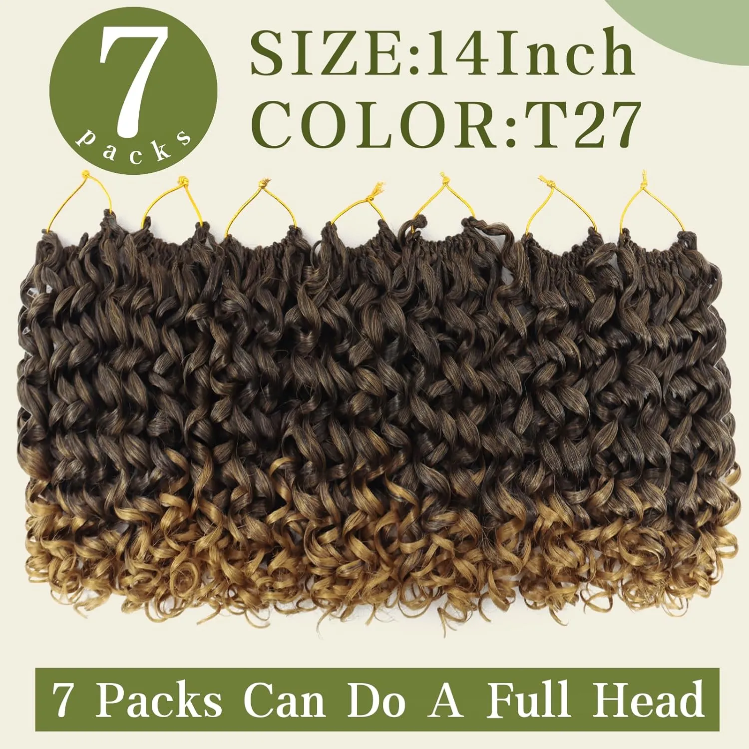 7 Packs Curly Crochet Hair for Black Women 14 Inch GOGO Curl Deep Ocean Water Wave Crochet Hair Synthetic Bohemian Beach Curl Crochet Braids Braiding Hair (14 inch, T27)