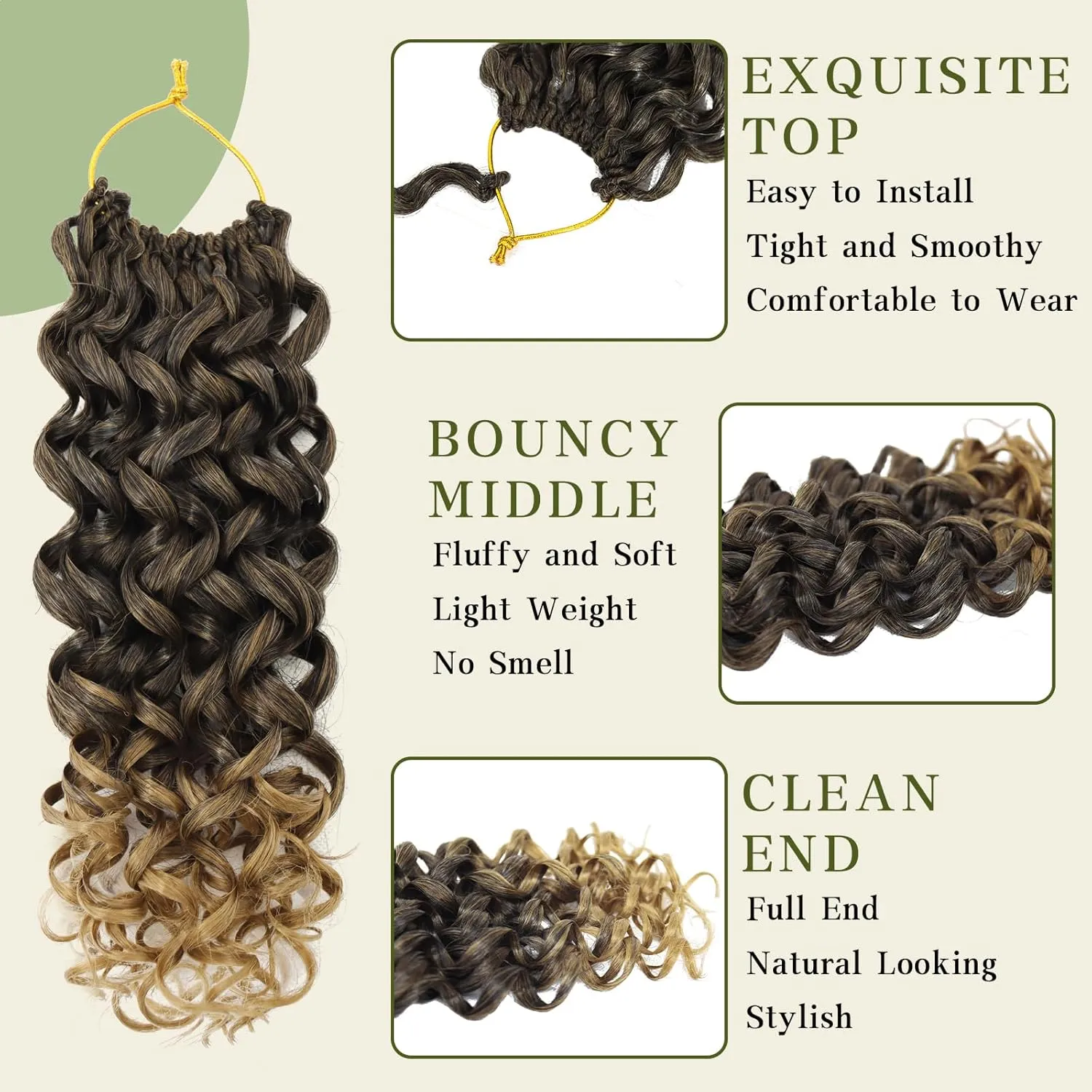 7 Packs Curly Crochet Hair for Black Women 14 Inch GOGO Curl Deep Ocean Water Wave Crochet Hair Synthetic Bohemian Beach Curl Crochet Braids Braiding Hair (14 inch, T27)