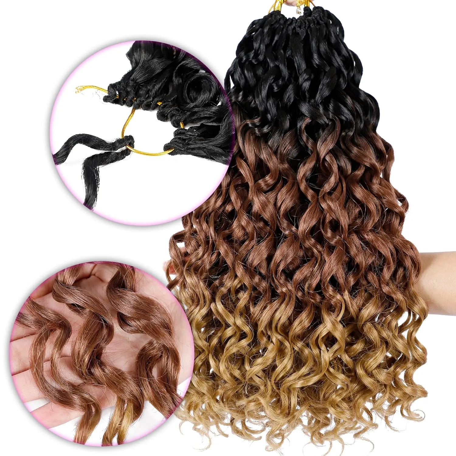 7 Packs GoGo Curl Crochet Hair 10 Inch Short Curly Crochet Hair Beach Curl Water Wave Crochet Braids Synthetic Hair Extensions (10 Inch, T1B/30/27)