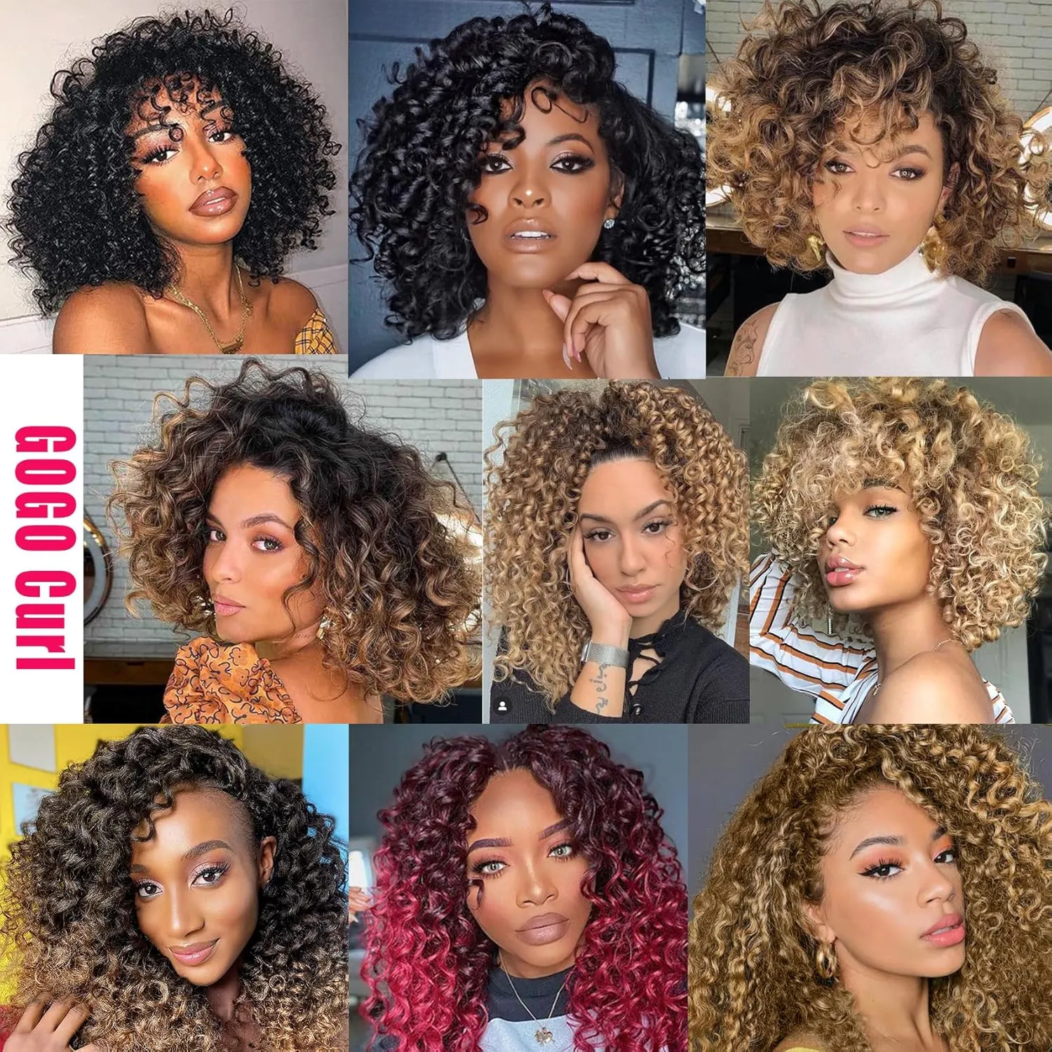 7 Packs GoGo Curl Crochet Hair 10 Inch Short Curly Crochet Hair for Women Water Wave Beach Curl Deep Twist Crochet Braids Synthetic Braiding Hair Extensions (10 Inch, 1B)