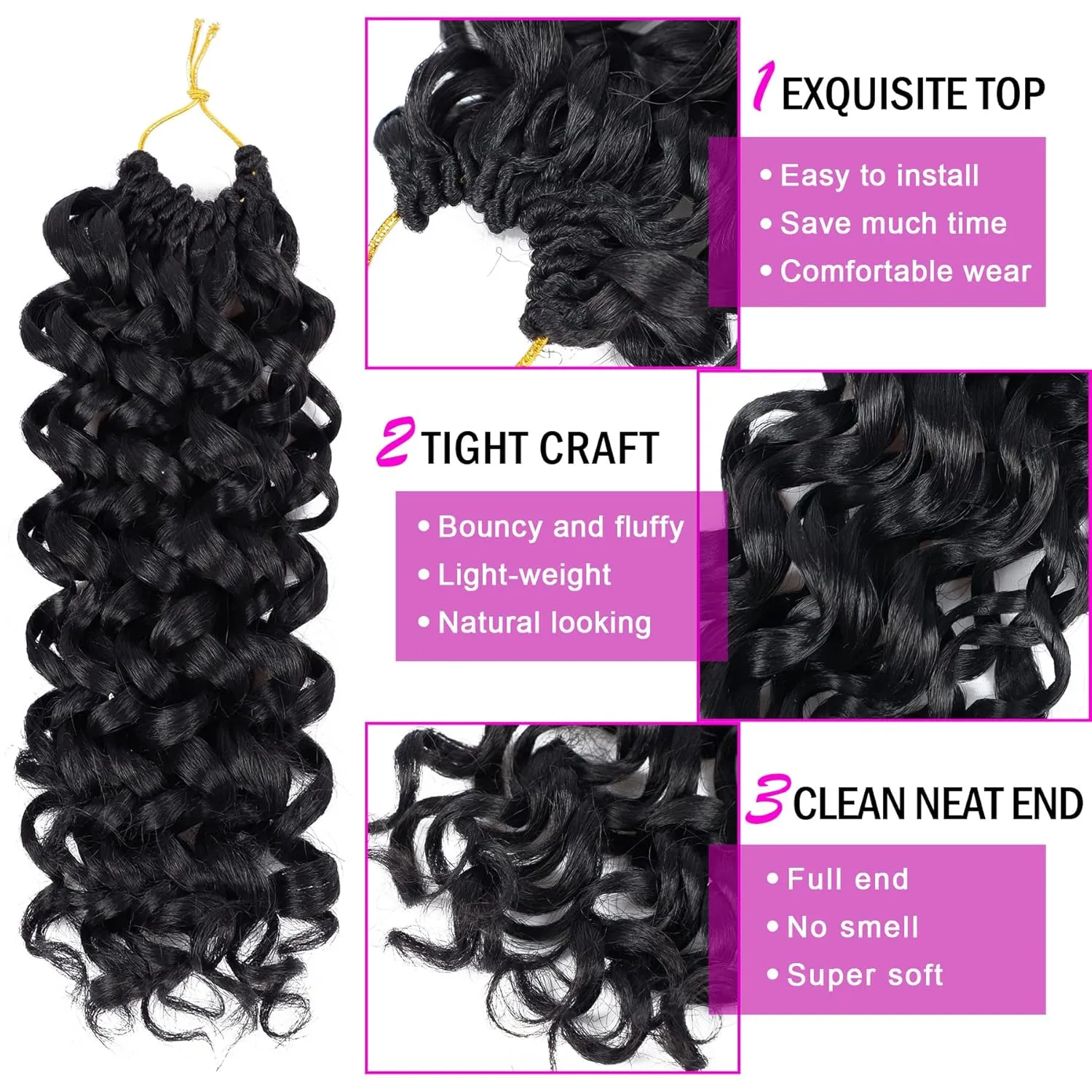 7 Packs GoGo Curl Crochet Hair 10 Inch Short Curly Crochet Hair for Women Water Wave Beach Curl Deep Twist Crochet Braids Synthetic Braiding Hair Extensions (10 Inch, 1B)