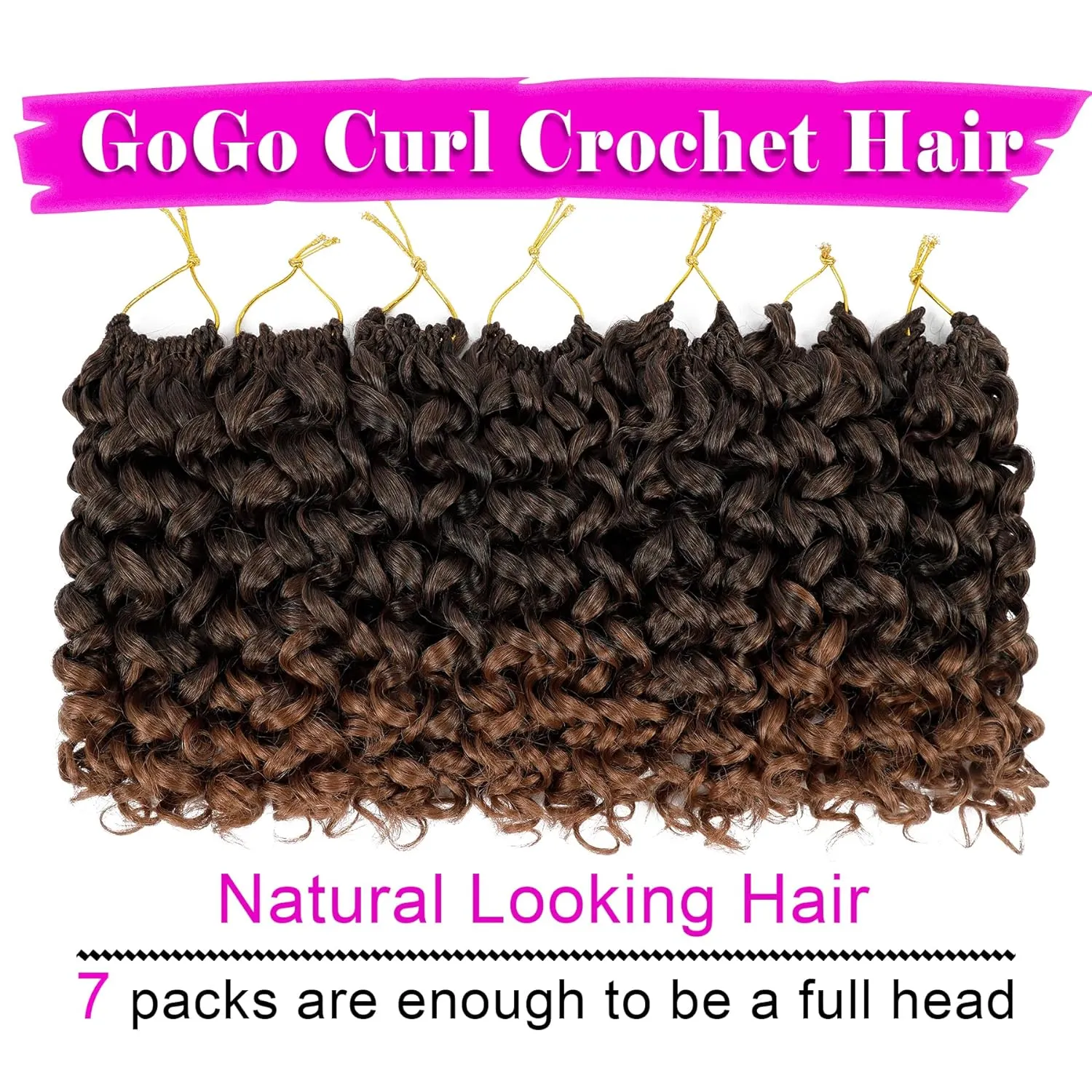 7 Packs GoGo Curl Crochet Hair 8 Inch Short Curly Crochet Hair for Women Deep Wave Beach Curl Crochet Braids Synthetic Braiding Hair Extensions(8 Inch, T30)