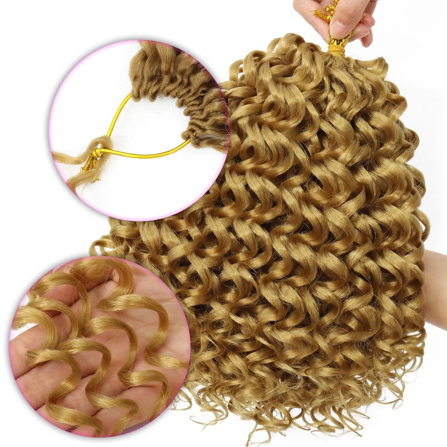 7 Packs GoGo Curl Crochet Hair Short Curly Crochet Hair for Women Water Wave Beach Curl Deep Twist Crochet Braids Synthetic crochet Hair Extensions (10 Inch, #27)