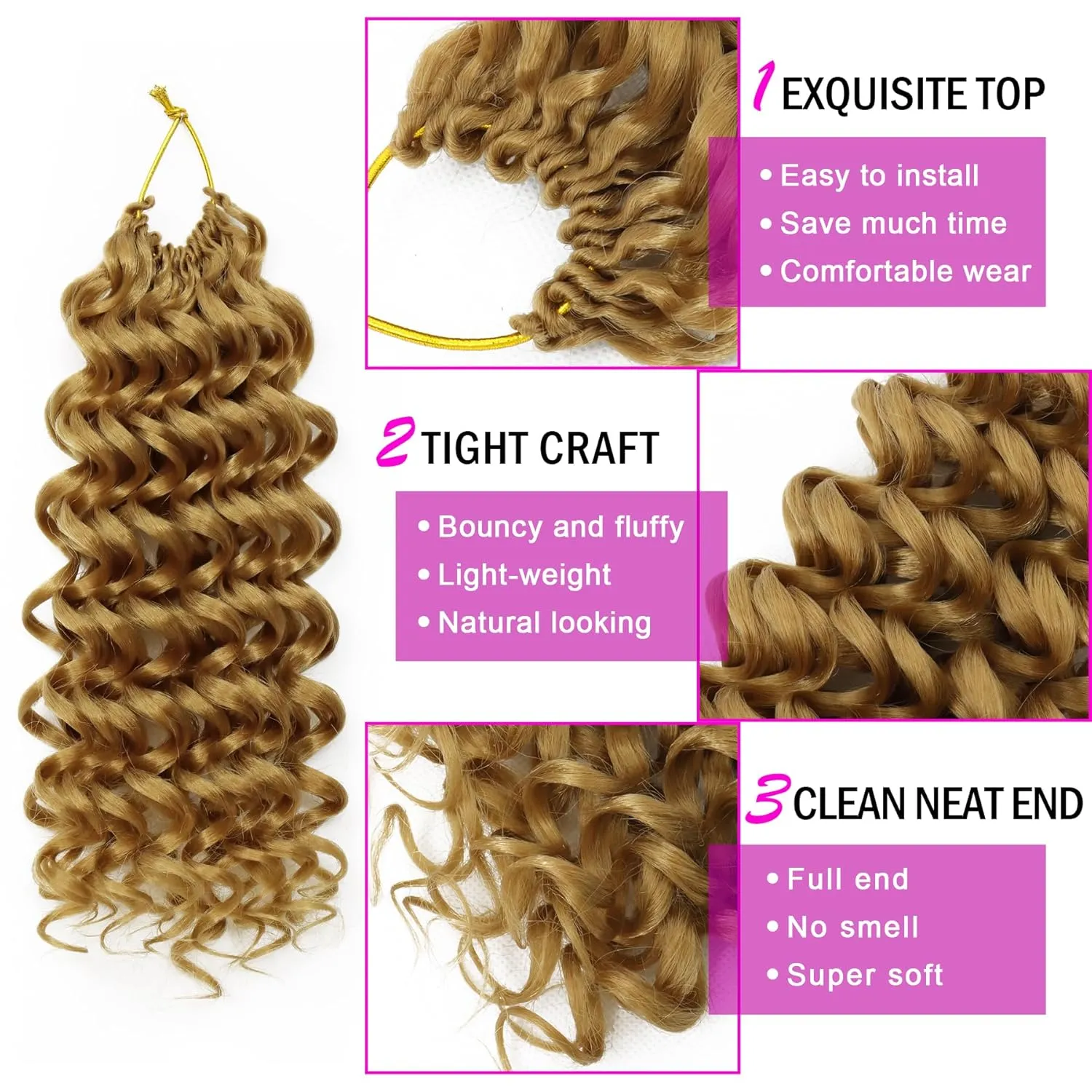 7 Packs GoGo Curl Crochet Hair Short Curly Crochet Hair for Women Water Wave Beach Curl Deep Twist Crochet Braids Synthetic crochet Hair Extensions (10 Inch, #27)