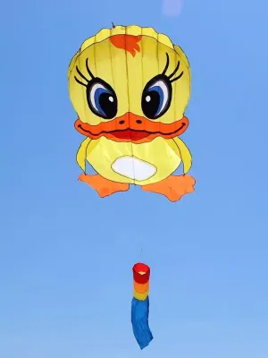7.2ft Large Kites for Adults,3D Yellow Duck Frameless Soft Umbrella Giant Flying Kites,Easy to Fly with 330Ft Kite String in Beach and Amusement Parks-Ages 12 