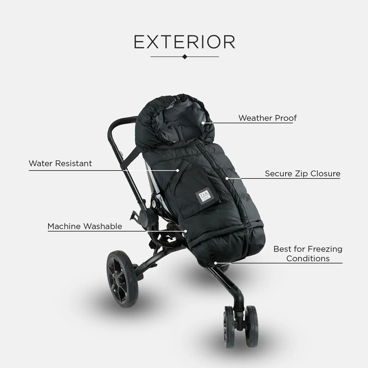 7AM Enfant Stroller Blanket 212 - Adjustable Baby Car Seat Zipped Blanket for Babies Winter, Unisex Multi Purpose Fleece Lined Warm Hooded Toddler Footmuff Water Repellent | (6M - 4T)