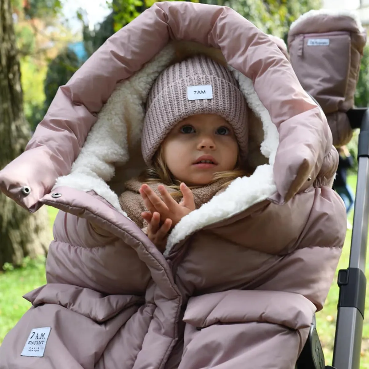 7AM Enfant Stroller Blanket 212 - Adjustable Baby Car Seat Zipped Blanket for Babies Winter, Unisex Multi Purpose Fleece Lined Warm Hooded Toddler Footmuff Water Repellent | (6M - 4T)