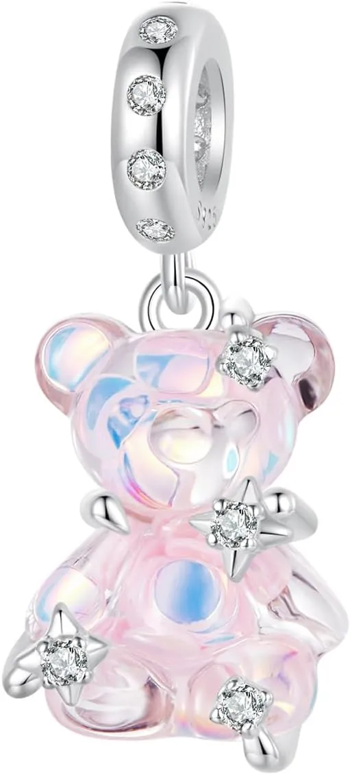925 Sterling Silver Rainbow Owl Turtle Seashell Firefly Cat Animal Beach Charms Bead Dangle Charm for Charm Bracelet Birthday Jewelry Gift for Women