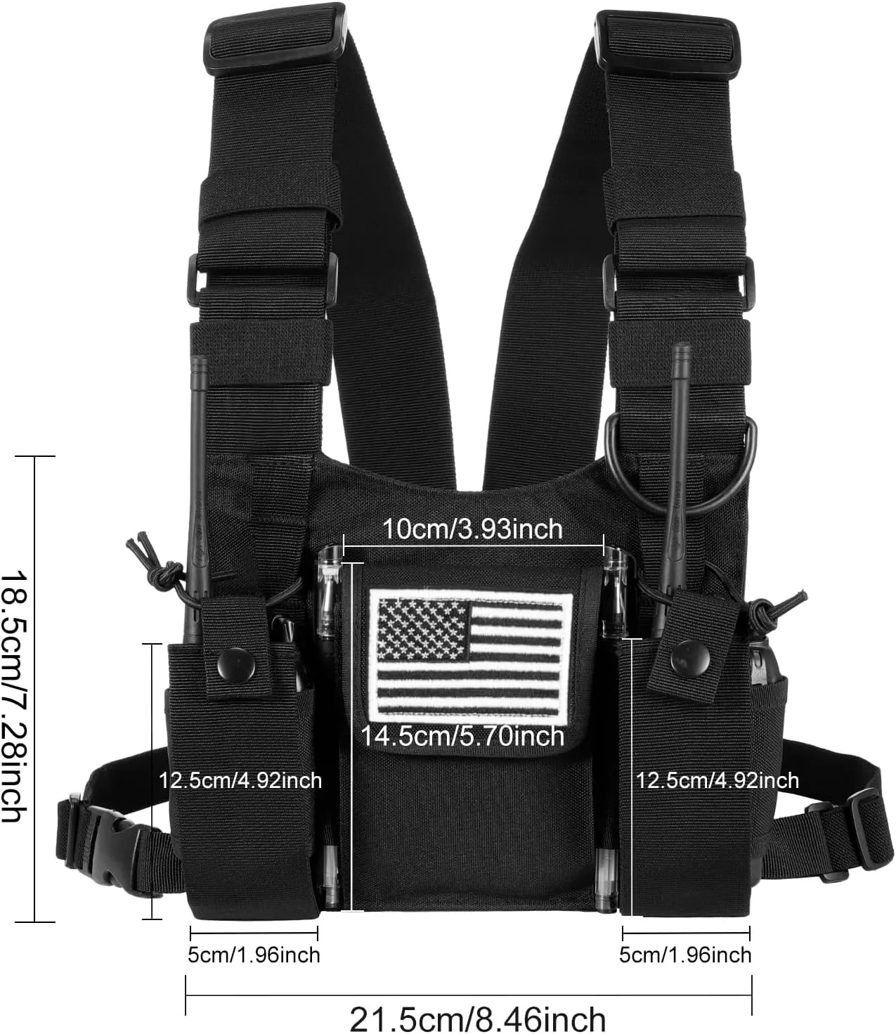 abcGoodefg Radio Chest Harness Chest Front Pack Pouch Holster Vest Rig for Two Way Radio Walkie Talkie(Rescue Essentials)