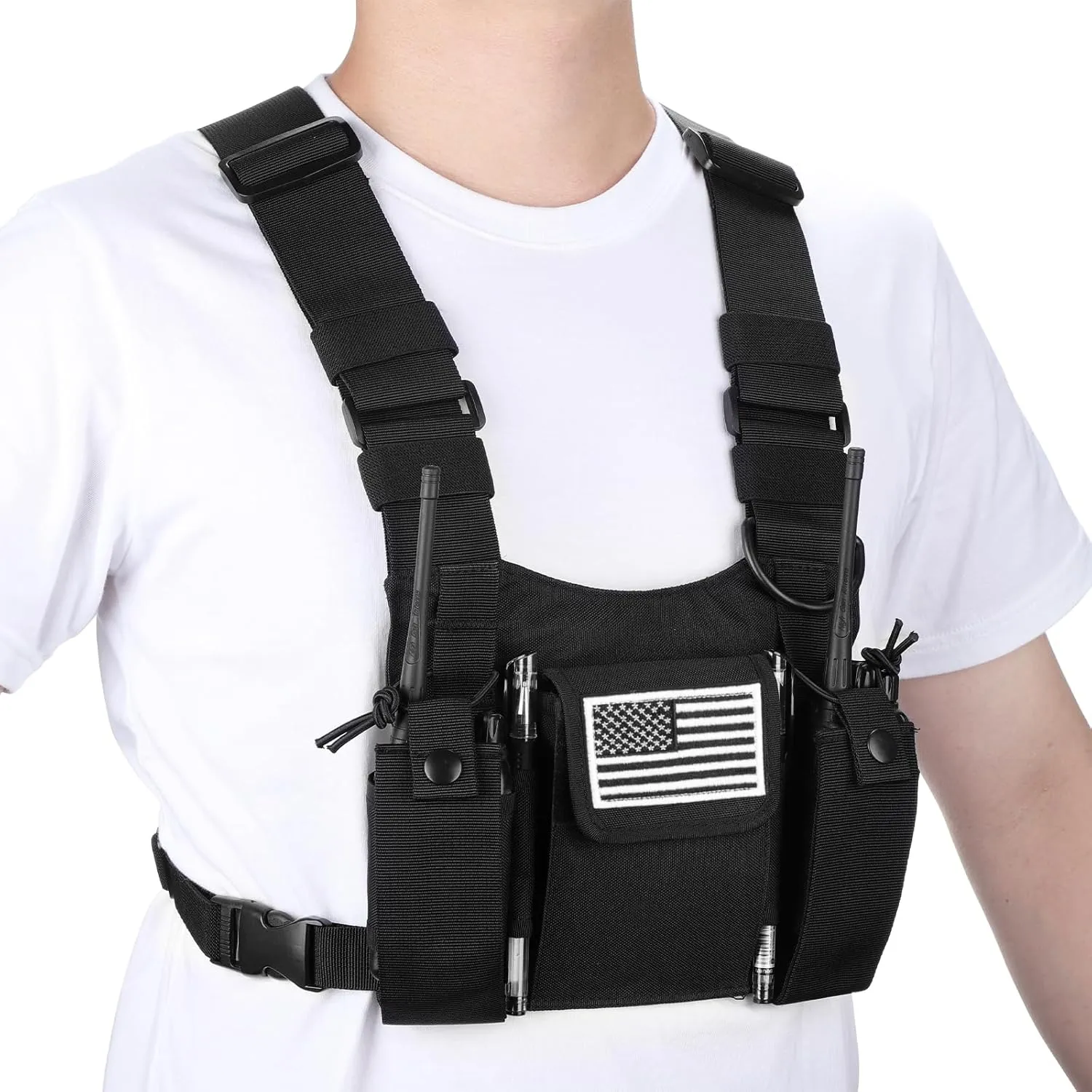 abcGoodefg Radio Chest Harness Chest Front Pack Pouch Holster Vest Rig for Two Way Radio Walkie Talkie(Rescue Essentials)