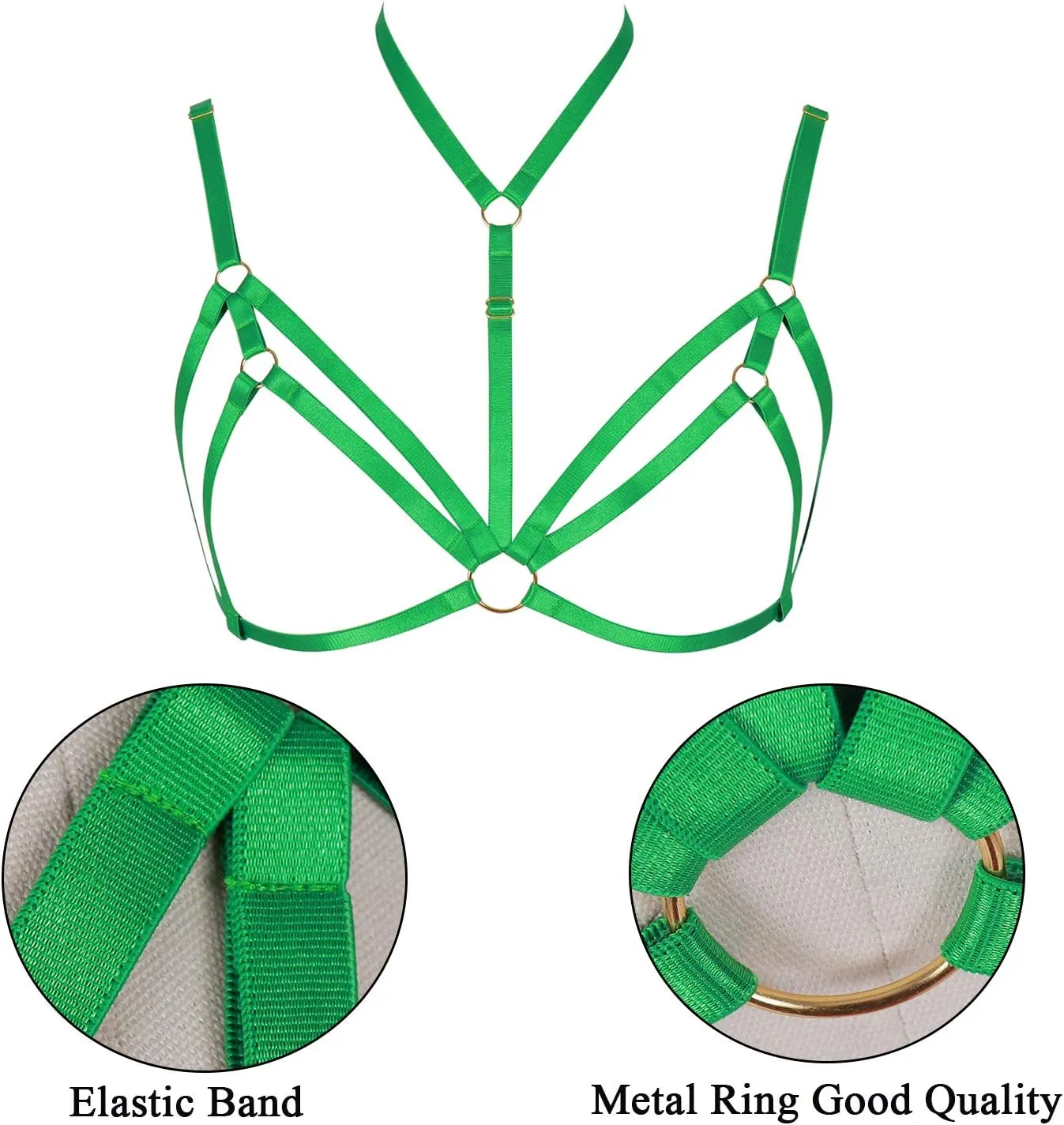 Adjustable Plus Size Punk Gothic Clothing Carnival Party Body Harness Bra Women Caged Bralette