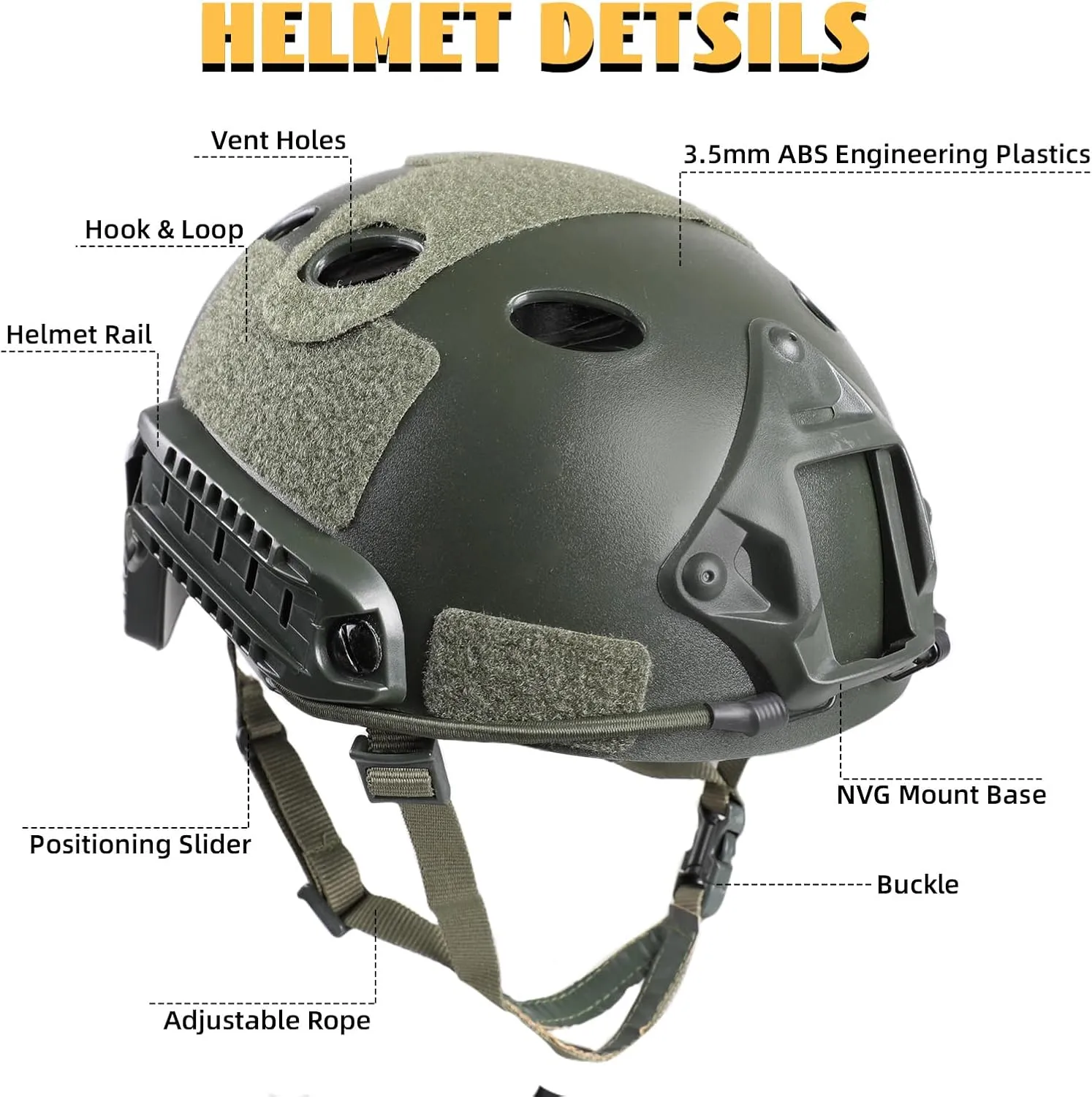 Adjustable Tactical Helmet with Helmet Cover, PJ Type Tactical Multifunctional Protective NVG Mount for Cosplay Hunting Shooting
