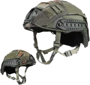 Adjustable Tactical Helmet with Helmet Cover, PJ Type Tactical Multifunctional Protective NVG Mount for Cosplay Hunting Shooting