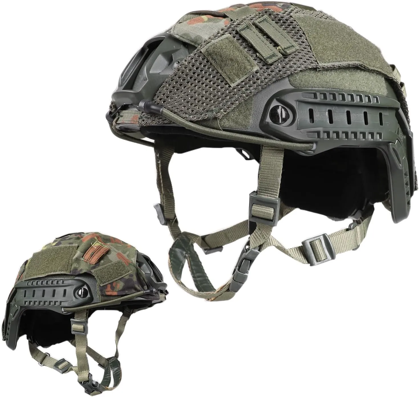 Adjustable Tactical Helmet with Helmet Cover, PJ Type Tactical Multifunctional Protective NVG Mount for Cosplay Hunting Shooting