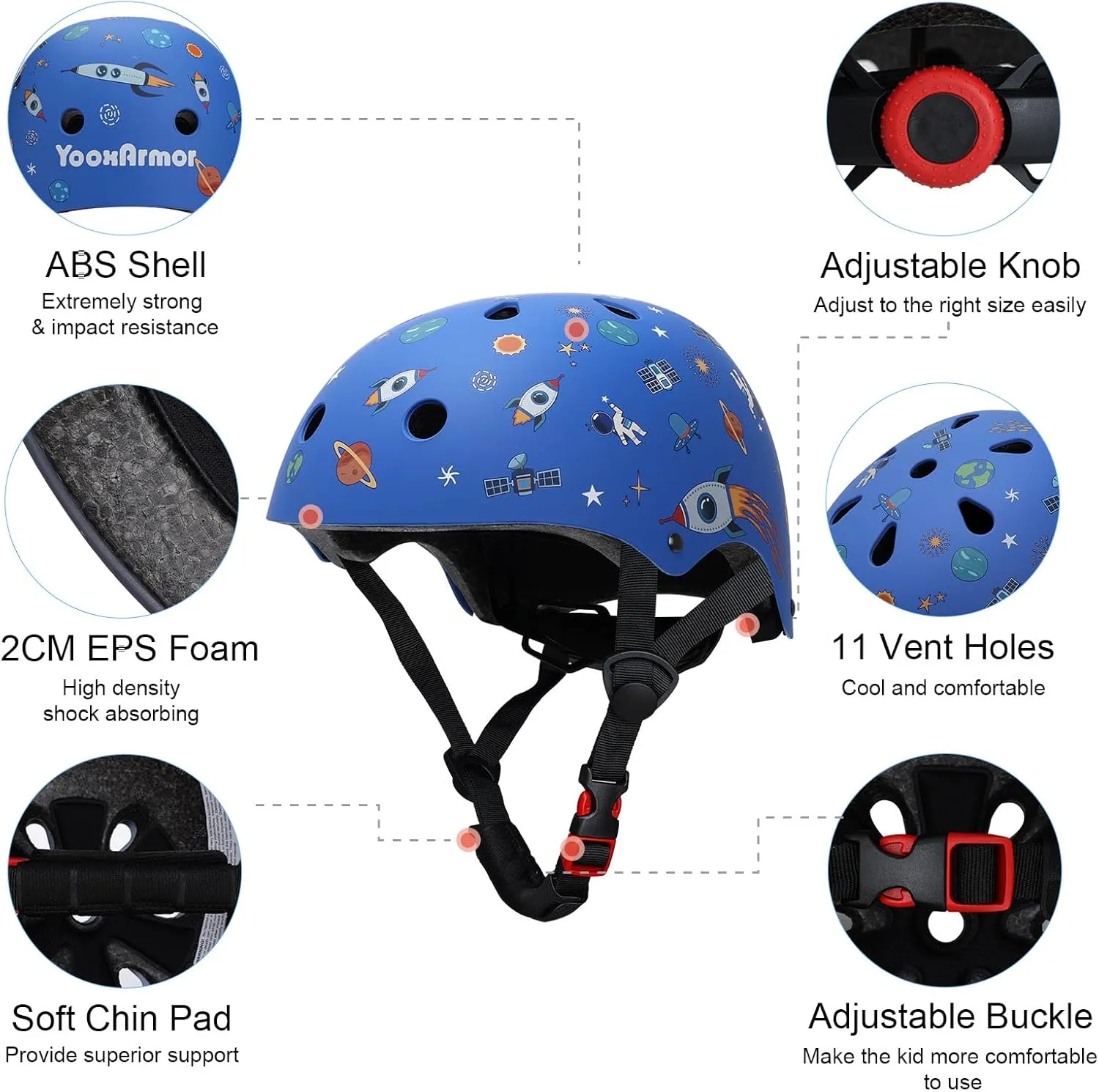 Adjustable Toddler Helmet, Kids Bike Helmets with Kid Knee Pads and Elbow Pads Set for Boys Girls 3-5/4-6/5-8 Years, Protective Gear Set for Bicycling/Skateboarding/Rollerblading/Scootering