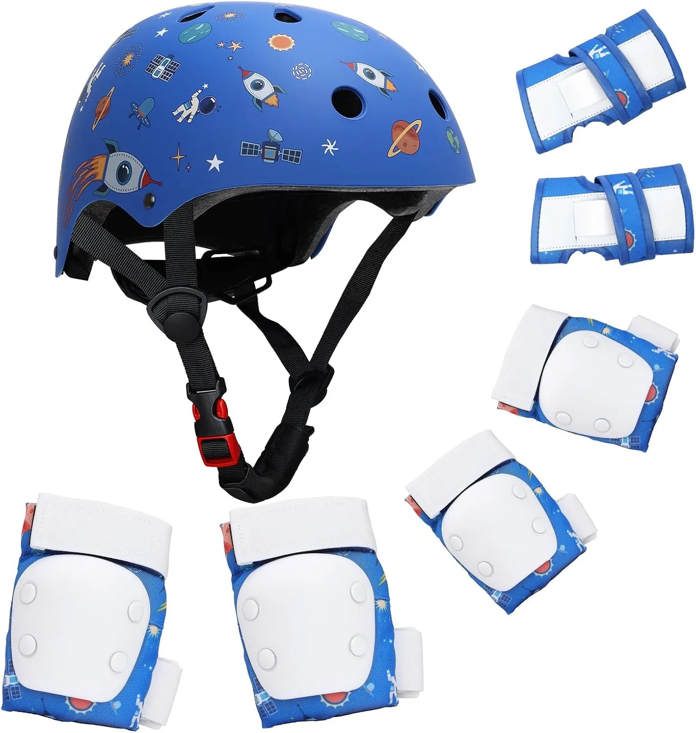Adjustable Toddler Helmet, Kids Bike Helmets with Kid Knee Pads and Elbow Pads Set for Boys Girls 3-5/4-6/5-8 Years, Protective Gear Set for Bicycling/Skateboarding/Rollerblading/Scootering