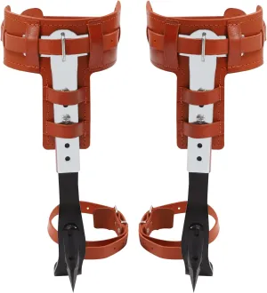 Adjustable Tree Climbing Spike Set, 440 Lbs Cow Leather Safety Belt Gloves with Safety Belt & Foot Straps, Tree Climbing Gear for Pick Fruit, Outdoor Jungle Survival, Repair Branches