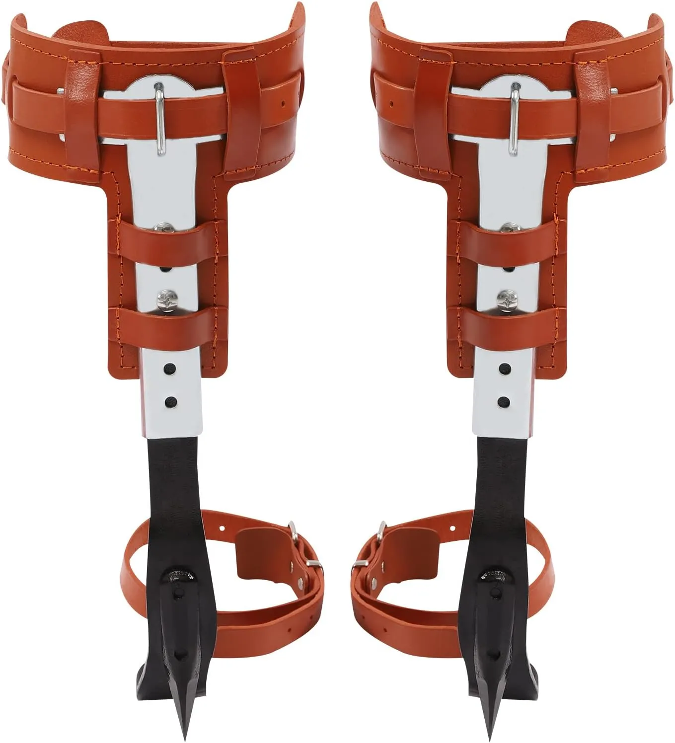 Adjustable Tree Climbing Spike Set, 440 Lbs Cow Leather Safety Belt Gloves with Safety Belt & Foot Straps, Tree Climbing Gear for Pick Fruit, Outdoor Jungle Survival, Repair Branches