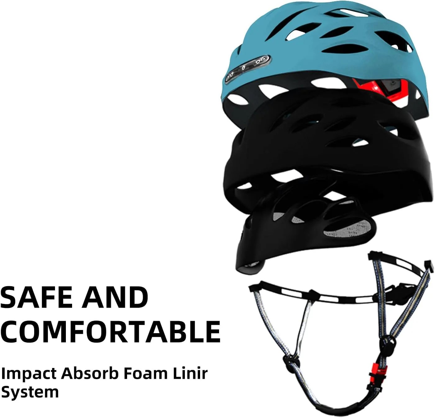 Adult Bicycle Helmet with Safety-Certified USB Port Featuring Adjustable Front and Rear LED Lights Suitable for MTB Road Bikes, Mountain Bikes, Electric Bikes, Scooters