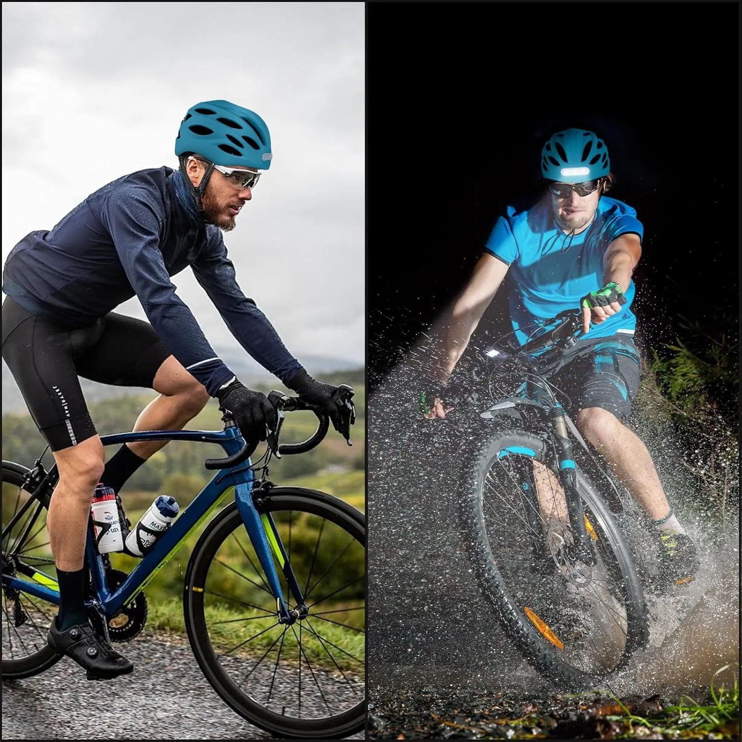 Adult Bicycle Helmet with Safety-Certified USB Port Featuring Adjustable Front and Rear LED Lights Suitable for MTB Road Bikes, Mountain Bikes, Electric Bikes, Scooters