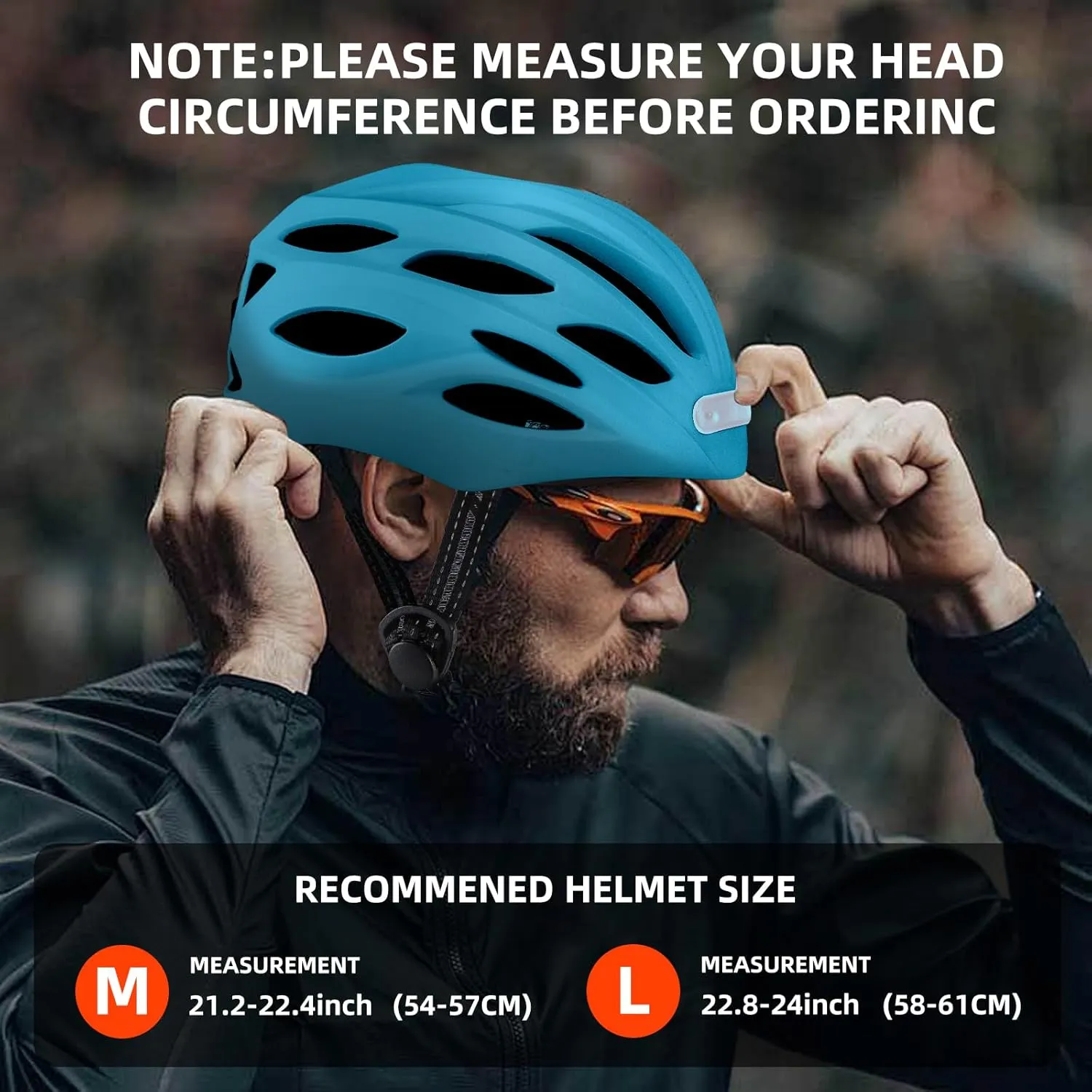Adult Bicycle Helmet with Safety-Certified USB Port Featuring Adjustable Front and Rear LED Lights Suitable for MTB Road Bikes, Mountain Bikes, Electric Bikes, Scooters
