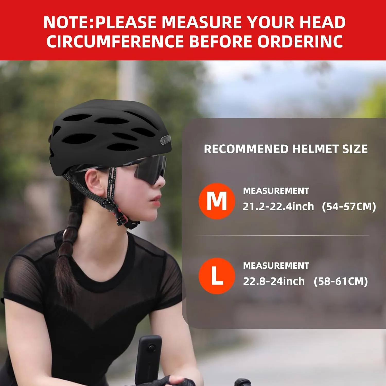 Adult Bicycle Helmet with Safety-Certified USB Port Featuring Adjustable Front and Rear LED Lights Suitable for MTB Road Bikes, Mountain Bikes, Electric Bikes, Scooters
