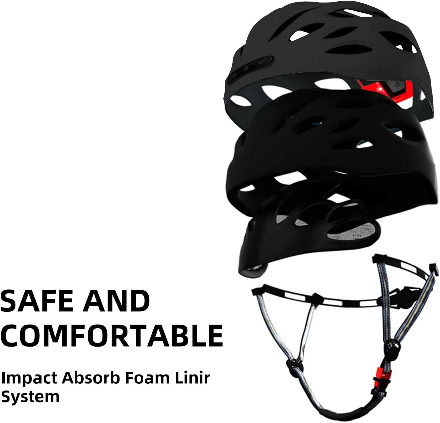 Adult Bicycle Helmet with Safety-Certified USB Port Featuring Adjustable Front and Rear LED Lights Suitable for MTB Road Bikes, Mountain Bikes, Electric Bikes, Scooters