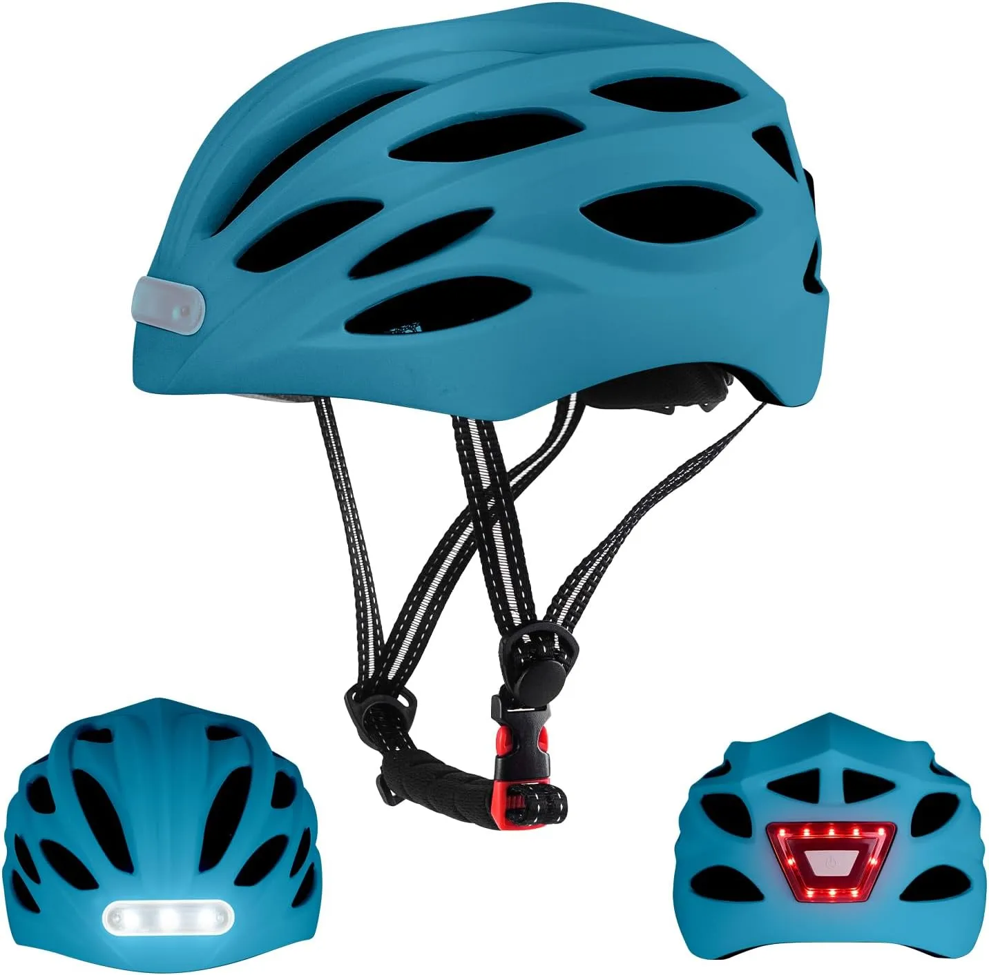 Adult Bicycle Helmet with Safety-Certified USB Port Featuring Adjustable Front and Rear LED Lights Suitable for MTB Road Bikes, Mountain Bikes, Electric Bikes, Scooters