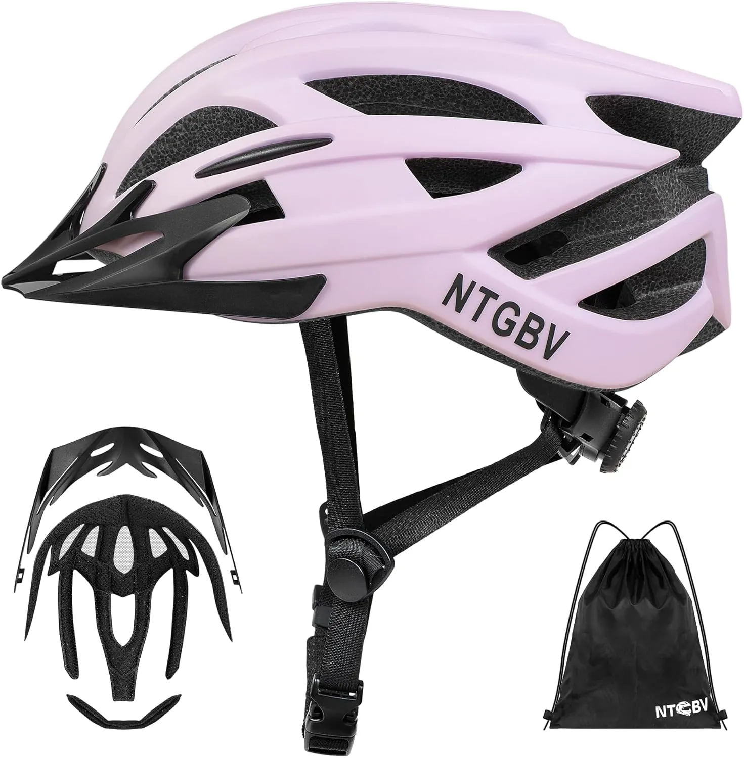 Adult Bike Helmet for Men/Women with Helmet Bag 2 Removable Moisture-Wicking Liners & Visors Lightweight Shockproof Adjustable Design CPSC 1203 & EN 1078 Safety Certified for Road/Commute/MTB
