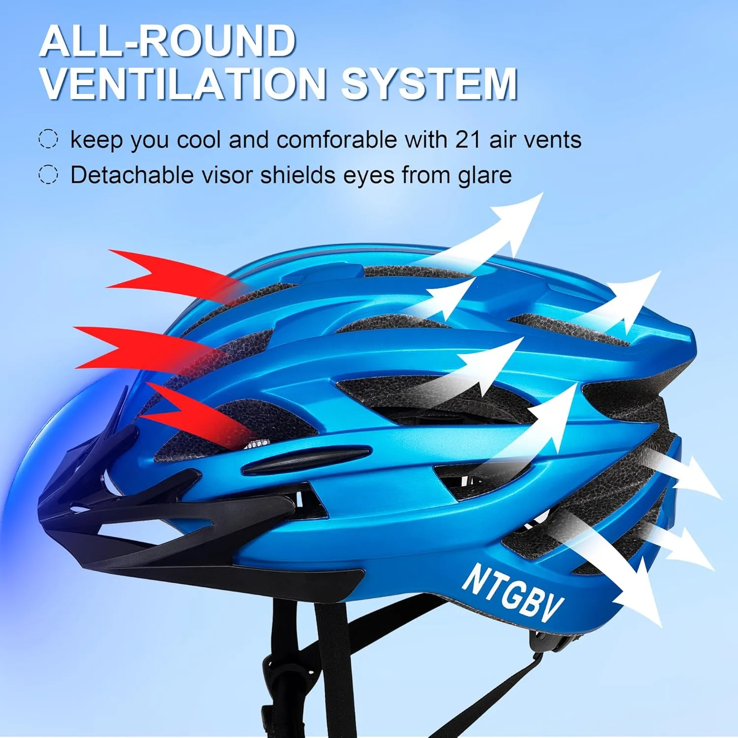 Adult Bike Helmet for Men/Women with Helmet Bag 2 Removable Moisture-Wicking Liners & Visors Lightweight Shockproof Adjustable Design CPSC 1203 & EN 1078 Safety Certified for Road/Commute/MTB